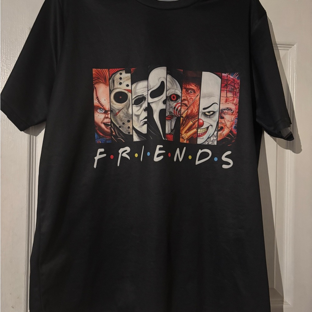 F•R•I•E•N•D•S Black Graphic 8 Horror Character T-Shirt Size XL New